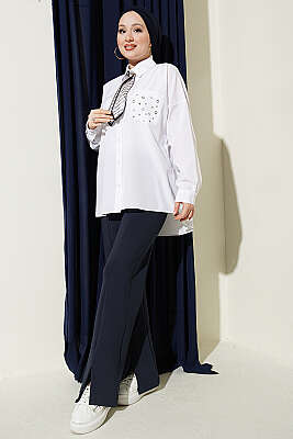 Cep Zımbalı Basic Gömlek Beyaz - Gömlek