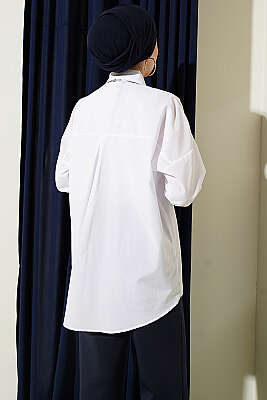 Cep Zımbalı Basic Gömlek Beyaz - Gömlek