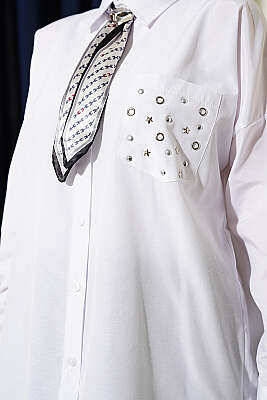 Cep Zımbalı Basic Gömlek Beyaz - Gömlek