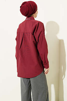Cep Zımbalı Basic Gömlek Bordo - 300-500 TL Ürünler