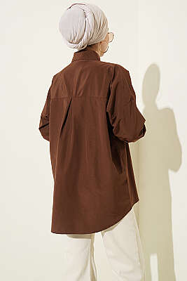 Cep Zımbalı Basic Gömlek Kahve - Gömlek