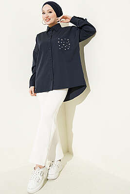 Cep Zımbalı Basic Gömlek Lacivert - Gömlek