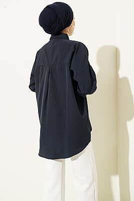 Cep Zımbalı Basic Gömlek Lacivert - Gömlek