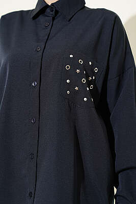 Cep Zımbalı Basic Gömlek Lacivert - Gömlek