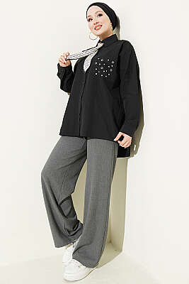 Cep Zımbalı Basic Gömlek Siyah - Gömlek