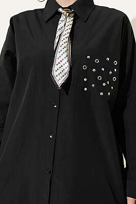 Cep Zımbalı Basic Gömlek Siyah - Gömlek