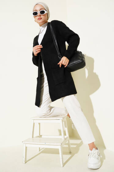 Cepli Araboy Triko Hırka Siyah - Hırka