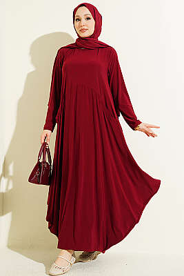 Cepli Asimetrik Kesim Sandy Elbise Bordo - HBS