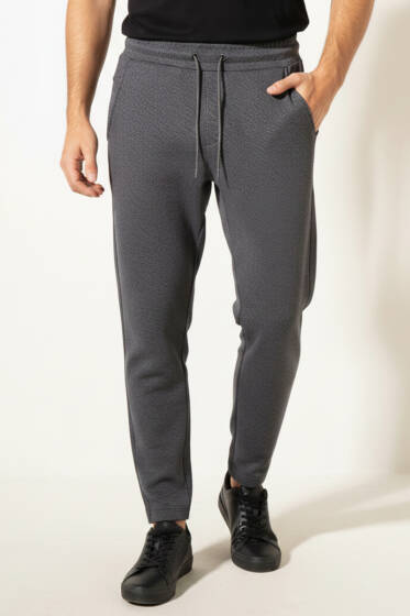 Cepli Bel Lastikli Erkek Eşofman Alt Füme - Erkek Eşofman Alt