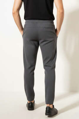 Cepli Bel Lastikli Erkek Eşofman Alt Füme - Erkek Eşofman Alt