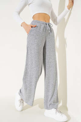 Cepli Bel Lastikli Triko Pantolon Gri 