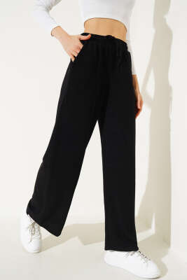 Cepli Bel Lastikli Triko Pantolon Siyah - TOP SHOW