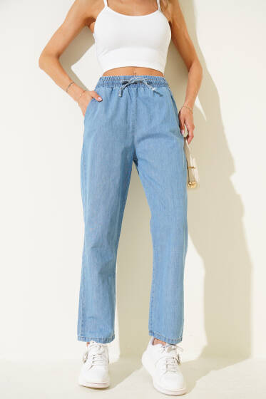 Cepli Beli Bağlamalı Pantolon Kot - Kadın Giyim Modelleri