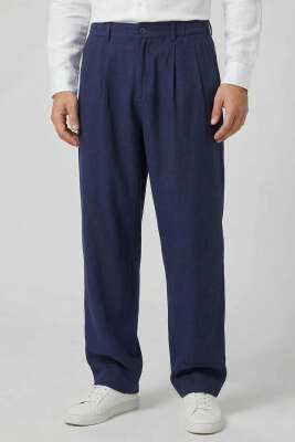 Cepli Bol Modal Kumaş Pantolon Lacivert - GİESTO