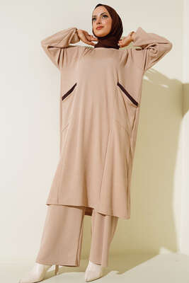 Cepli Burgu İkili Takım Bej - HBS