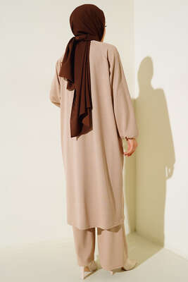 Cepli Burgu İkili Takım Bej - İKİLİ TAKIM