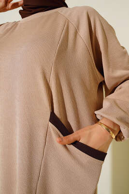 Cepli Burgu İkili Takım Bej - İKİLİ TAKIM