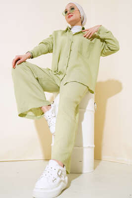 Cepli Çizgi Desen Takım Yeşil 