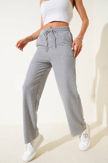 Cepli Çizgili Su Yolu Pantolon Siyah - Kadın Giyim Modelleri