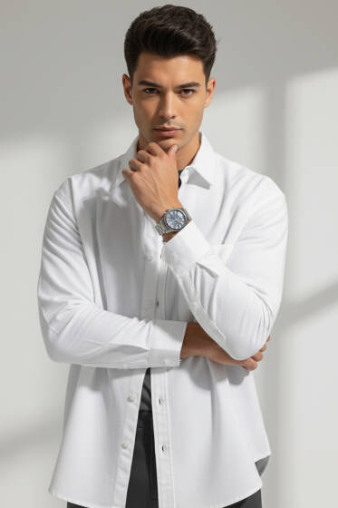 Cepli Cotton Erkek Gömlek Beyaz - Erkek Gömlek
