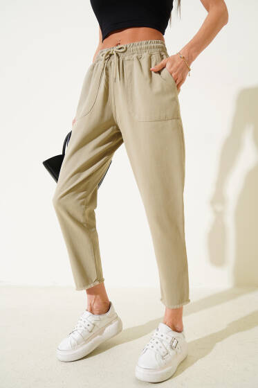 Cepli Dar Paça Gabardin Pantolon Çağla Yeşili - Kadın Giyim Modelleri