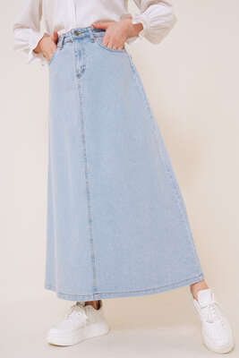 Cepli Denim Etek Buz Mavisi - FİXAY