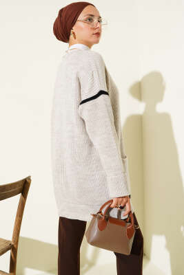 Cepli Gold Düğmeli Triko Hırka Kum Bej - Hırka