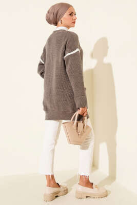 Cepli Gold Düğmeli Triko Hırka Vizon - Hırka