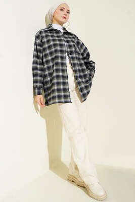 Cepli Kare Çizgili Gömlek Haki - Gömlek