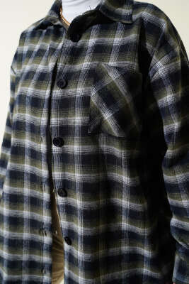 Cepli Kare Çizgili Gömlek Haki - Gömlek