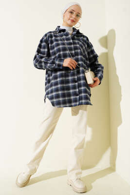 Cepli Kare Çizgili Gömlek Lacivert - Gömlek