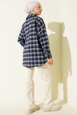 Cepli Kare Çizgili Gömlek Lacivert - Gömlek