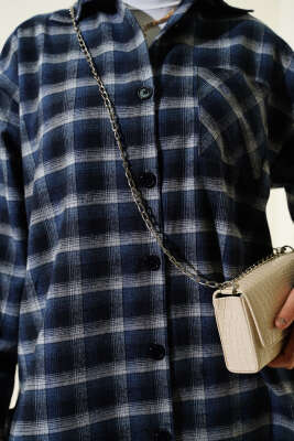 Cepli Kare Çizgili Gömlek Lacivert - Gömlek