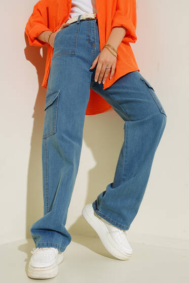 Cepli Kargo Pantolon Açık Mavi - Pantolon