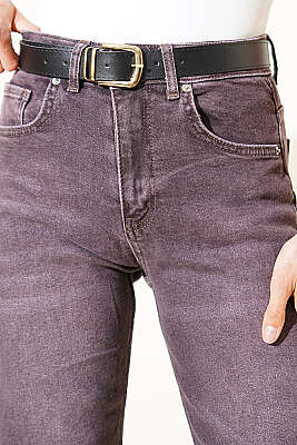 Cepli Kemer Detaylı Kot Pantolon Kahve - Kadın Giyim Modelleri