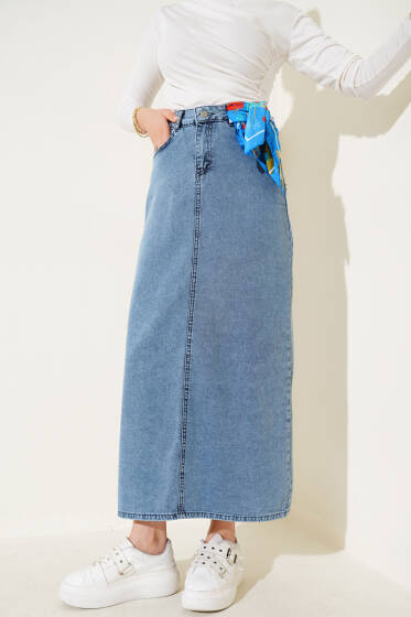 Cepli Kot Etek Kot Mavisi - Uzun Etek