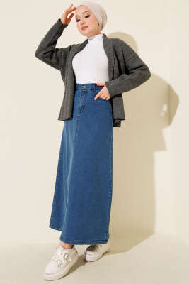 Cepli Kot Etek Mavi - Uzun Etek