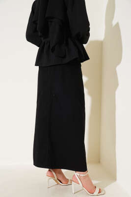 Cepli Kot Etek Siyah - Uzun Etek