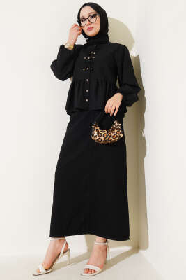 Cepli Kot Etek Siyah - Uzun Etek