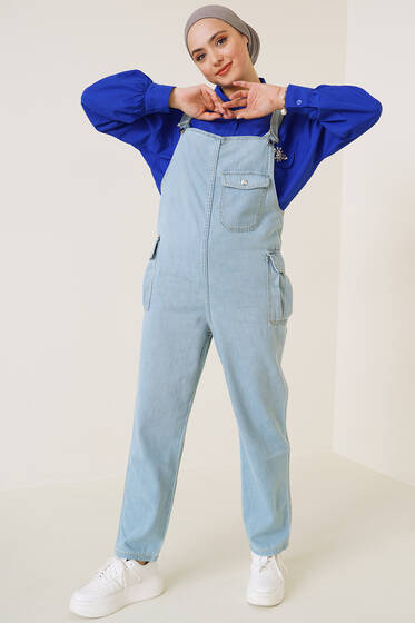 Cepli Kot Tulum Buz Mavisi - Tesettür Tulum & Salopet