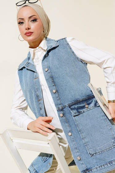 Cepli Kot Yelek Kot Mavisi - Dış Giyim&Mont