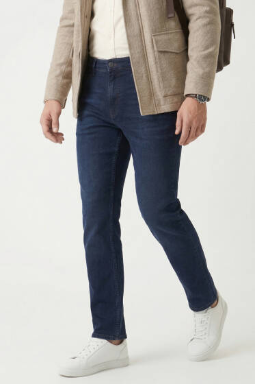 Cepli Likralı Regular Fit Erkek Pantolon Lacivert - Erkek Pantolon