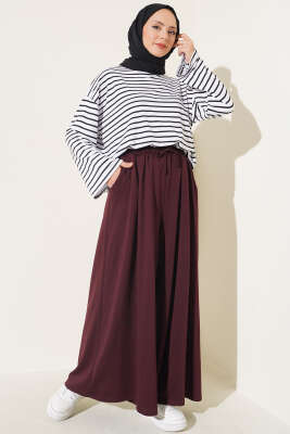 Cepli Loyşa Salaş Pantolon Bordo - Pantolon