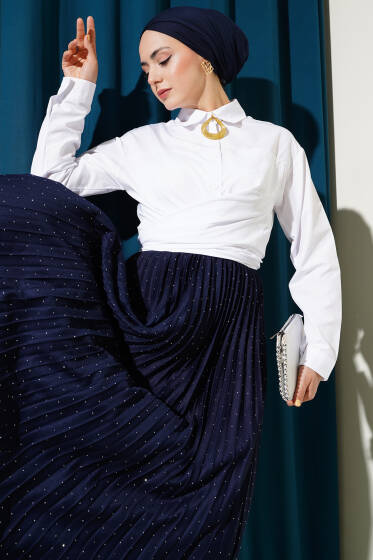 Cepli Önü Bağlamalı Kısa Gömlek Beyaz - Gömlek