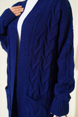 Cepli Örgü Desenli Uzun Hırka Parlement - Hırka