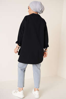 Cepli Oversize Ceket Siyah - Ceket