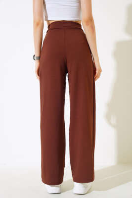 Cepli Pileli Salaş Pantolon Kestane - Kadın Giyim Modelleri