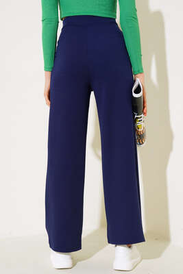 Cepli Pileli Salaş Pantolon Lacivert - Yılın Fırsatı