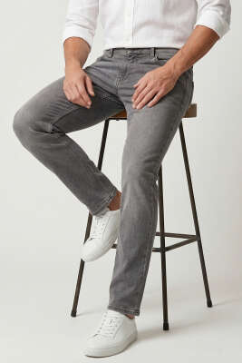 Cepli Regular Fit Erkek Kot Pantolon Koyu Gri - DEEP BROWN