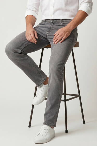 Cepli Regular Fit Erkek Kot Pantolon Koyu Gri - Erkek Pantolon